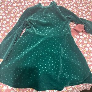 Green Polka Dot Velvet Dress